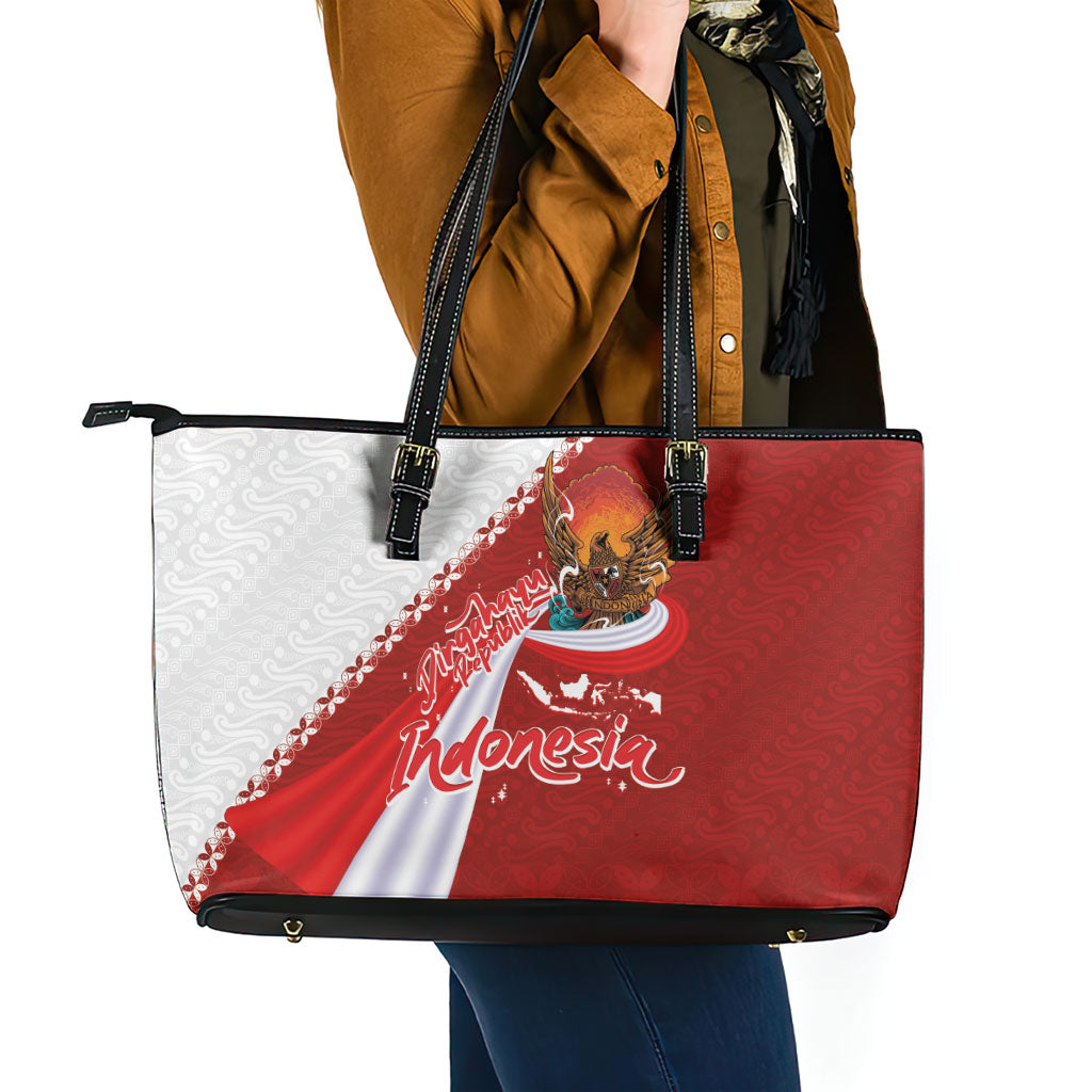 Indonesia Independence Day Leather Tote Bag Dirgahayu-Long Live Indonesia