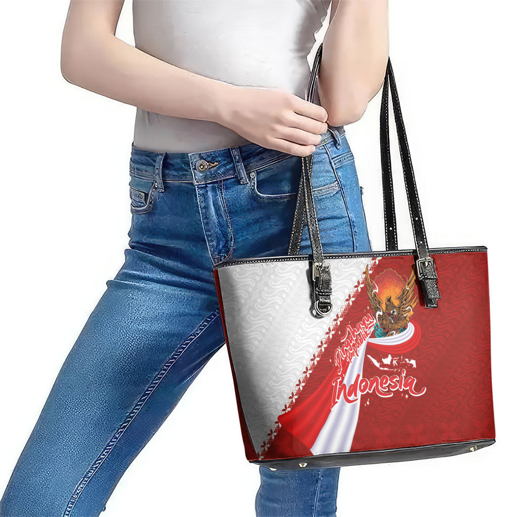 Indonesia Independence Day Leather Tote Bag Dirgahayu-Long Live Indonesia