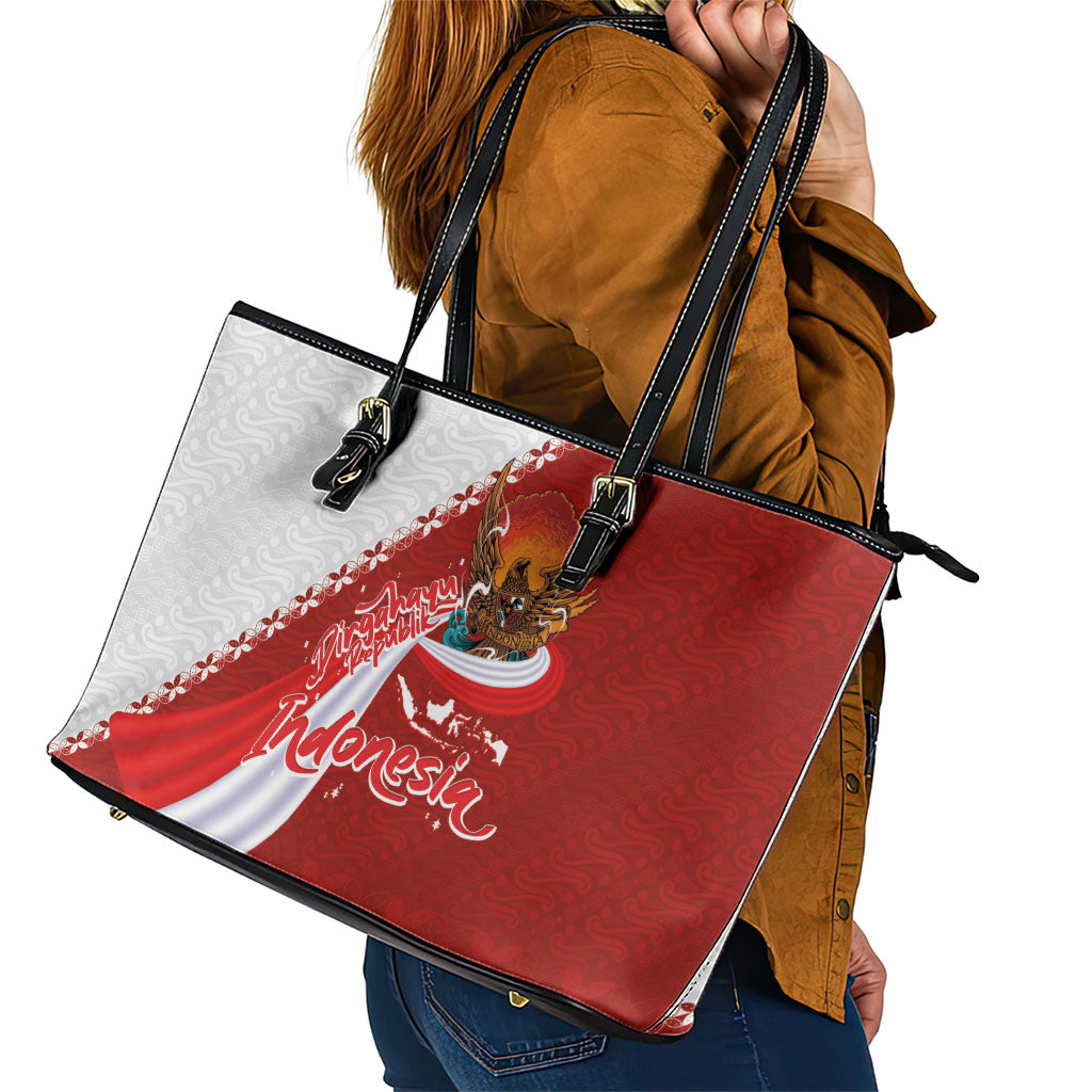 Indonesia Independence Day Leather Tote Bag Dirgahayu-Long Live Indonesia