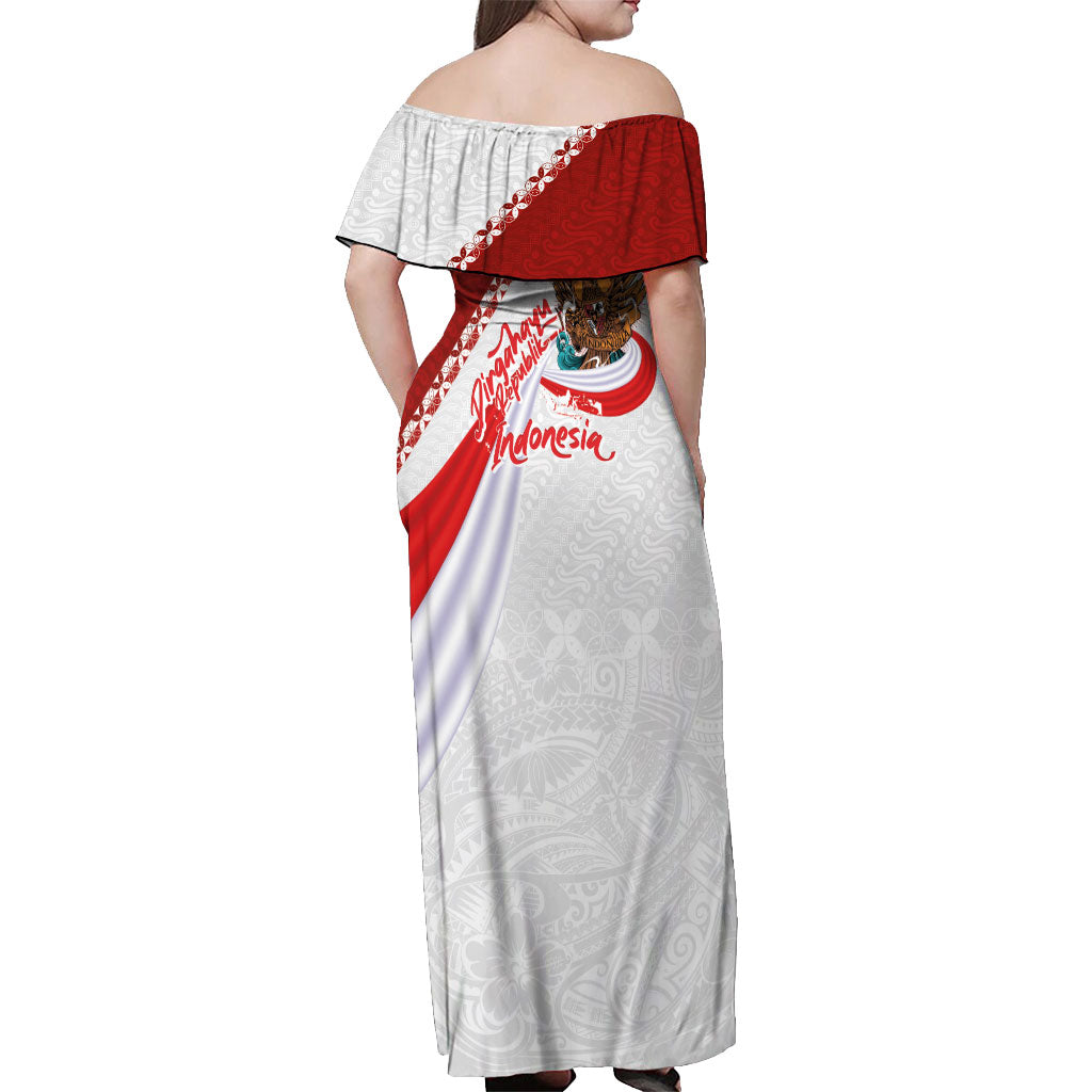 Indonesia Independence Day Off Shoulder Maxi Dress Dirgahayu-Long Live Indonesia