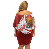 Indonesia Independence Day Off Shoulder Short Dress Dirgahayu-Long Live Indonesia