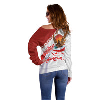 Indonesia Independence Day Off Shoulder Sweater Dirgahayu-Long Live Indonesia