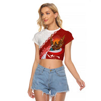 Indonesia Independence Day Raglan Cropped T Shirt Dirgahayu-Long Live Indonesia