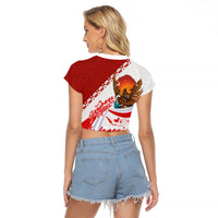 Indonesia Independence Day Raglan Cropped T Shirt Dirgahayu-Long Live Indonesia