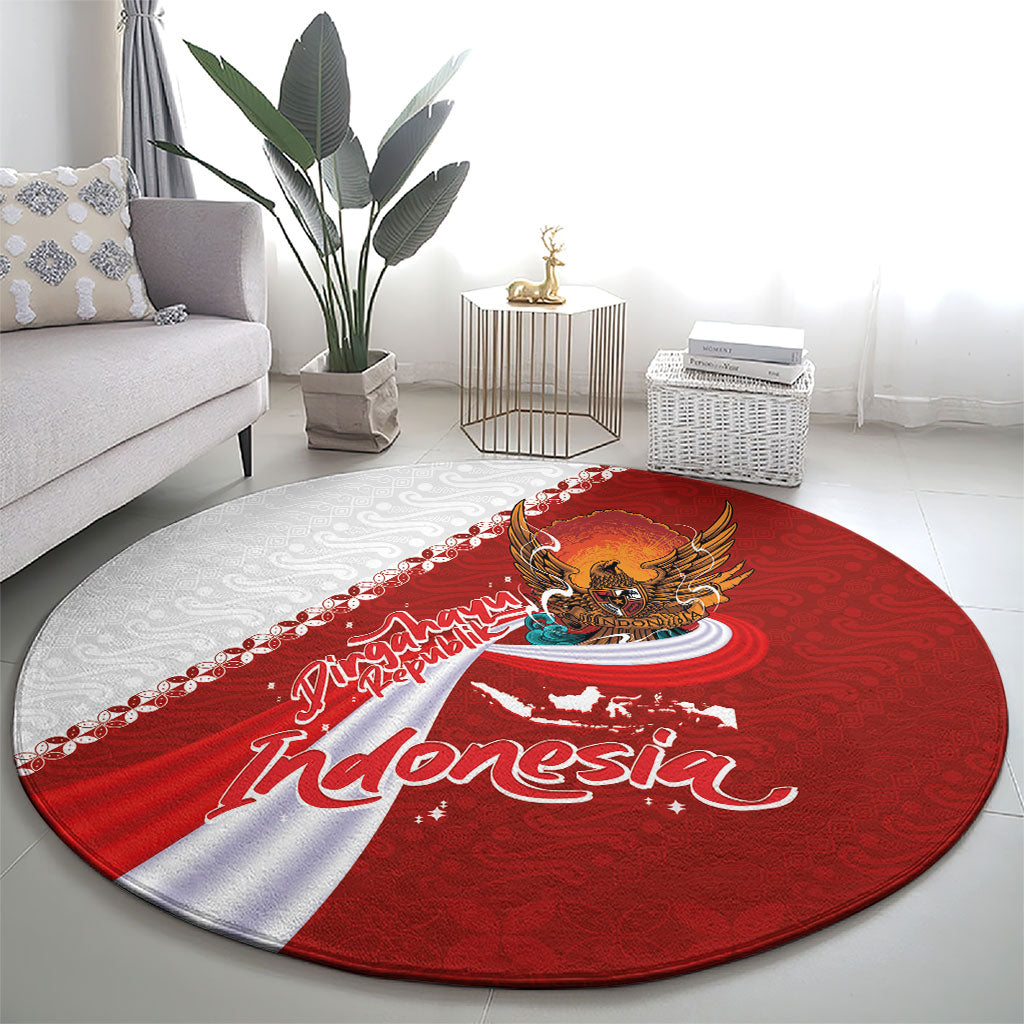 Indonesia Independence Day Round Carpet Dirgahayu-Long Live Indonesia