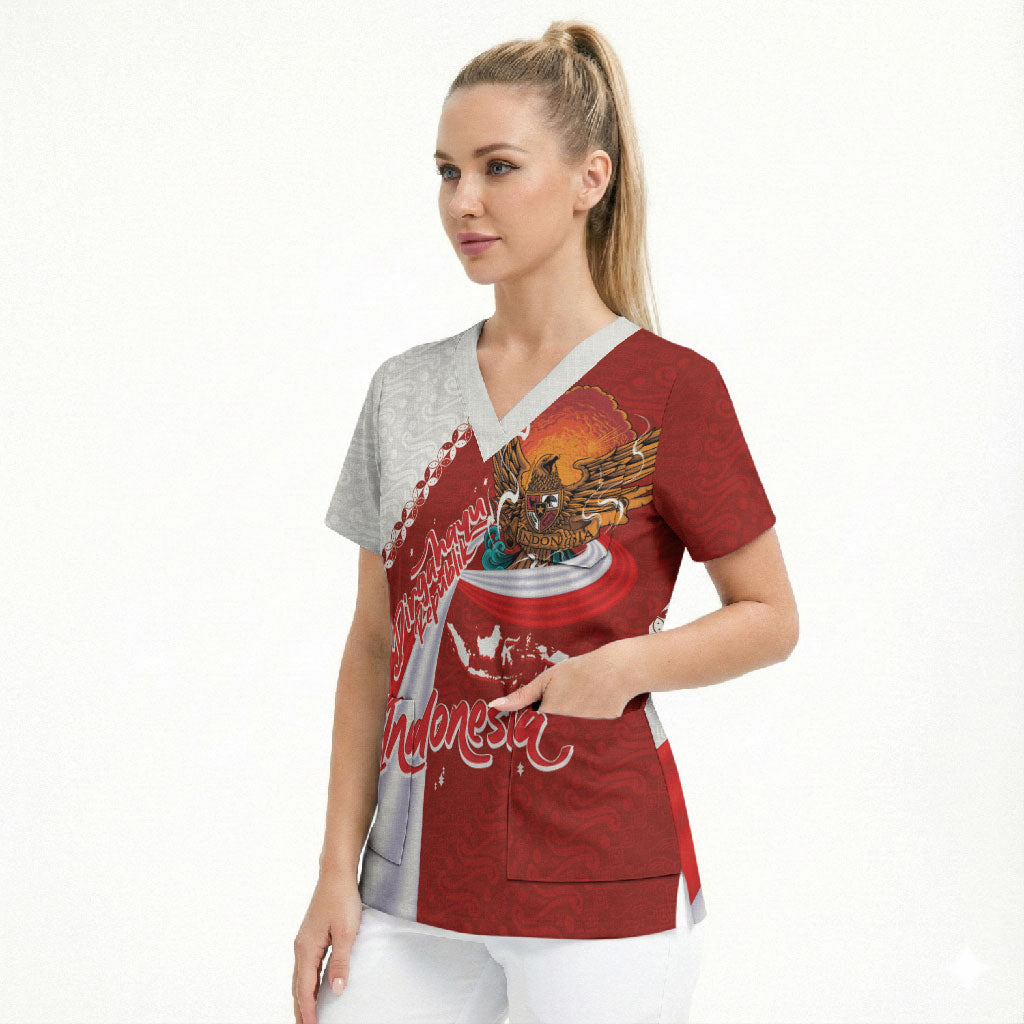 Indonesia Independence Day Scrub Top Dirgahayu-Long Live Indonesia