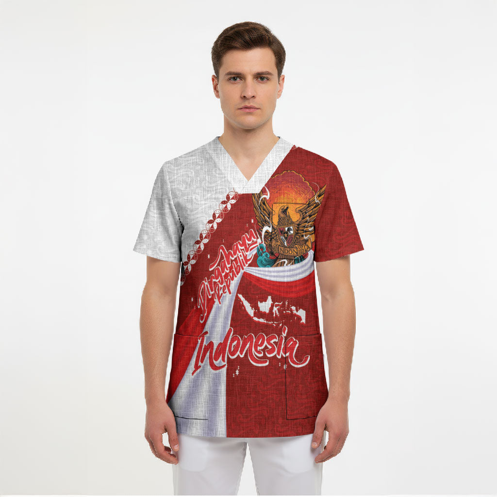 Indonesia Independence Day Scrub Top Dirgahayu-Long Live Indonesia