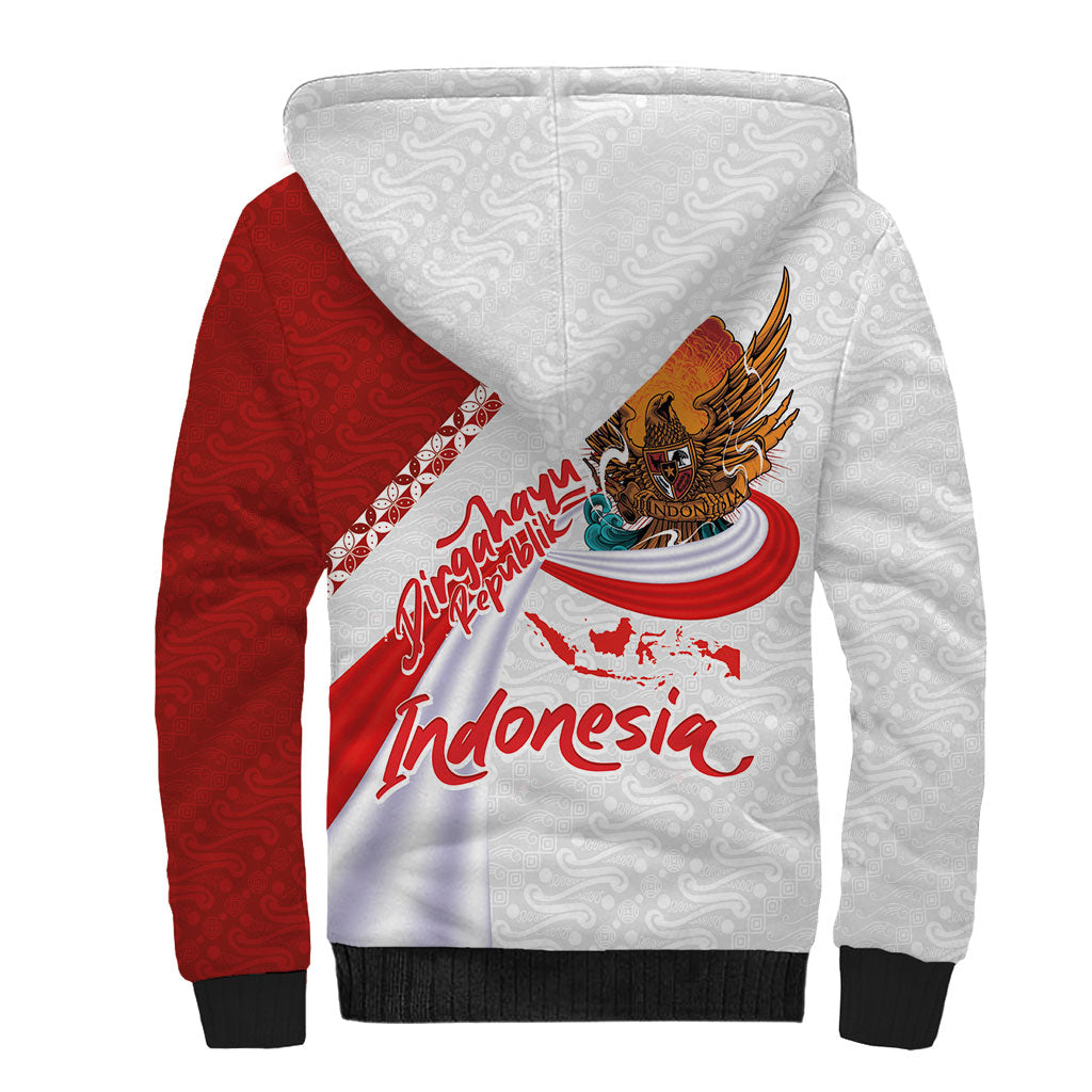 Indonesia Independence Day Sherpa Hoodie Dirgahayu-Long Live Indonesia