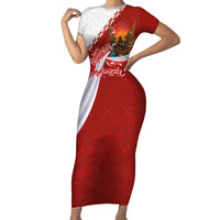 Indonesia Independence Day Short Sleeve Bodycon Dress Dirgahayu-Long Live Indonesia