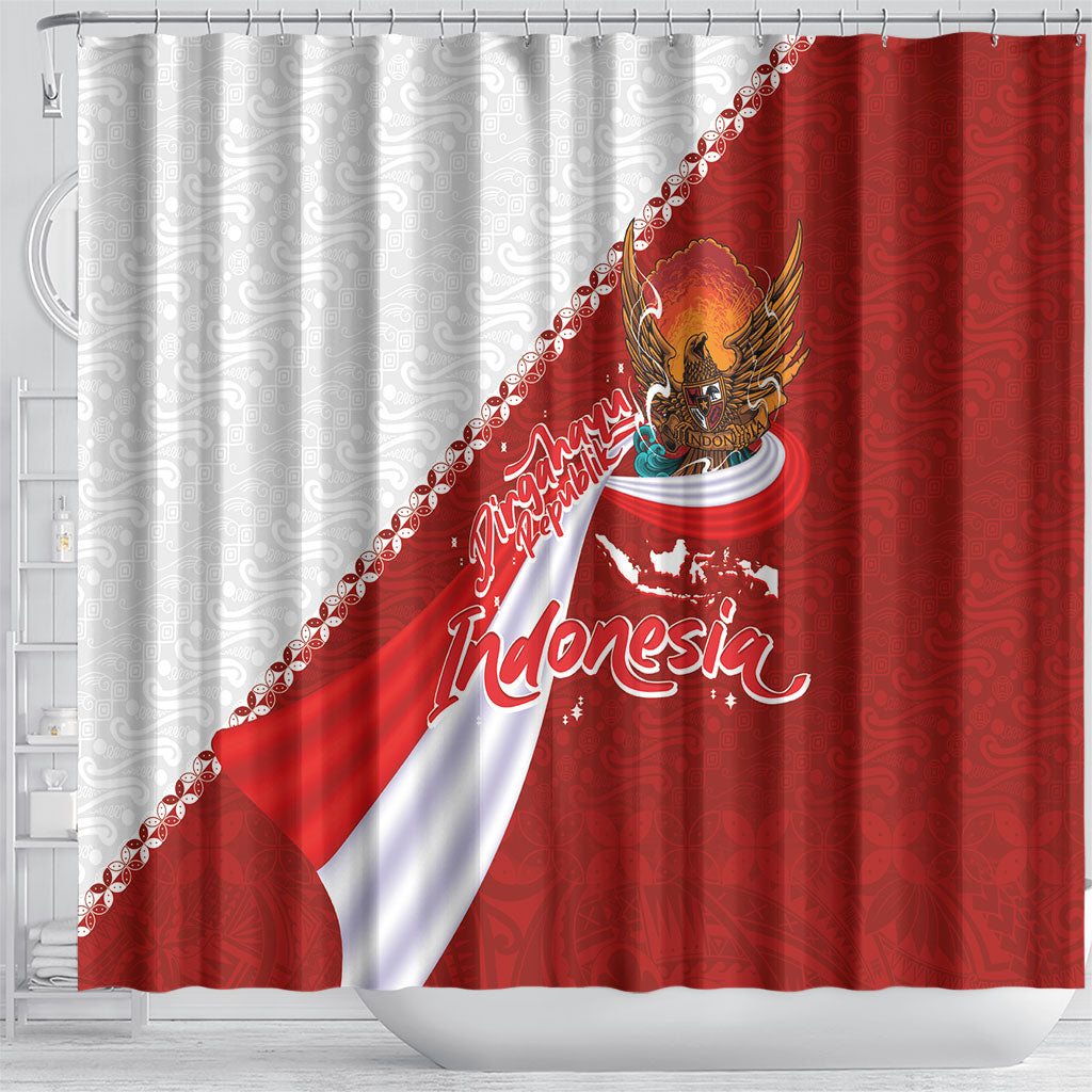 Indonesia Independence Day Shower Curtain Dirgahayu-Long Live Indonesia