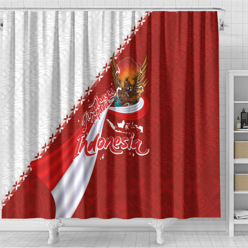 Indonesia Independence Day Shower Curtain Dirgahayu-Long Live Indonesia