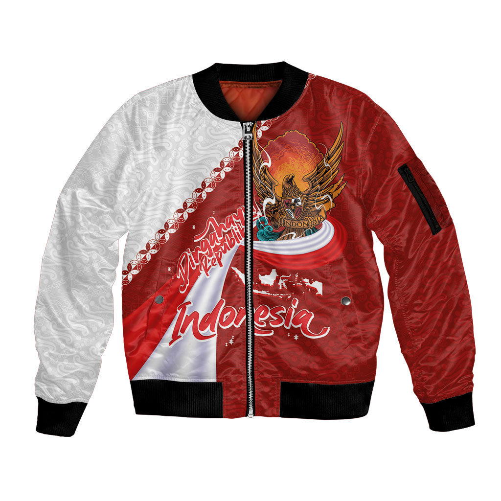 Indonesia Independence Day Sleeve Zip Bomber Jacket Dirgahayu-Long Live Indonesia