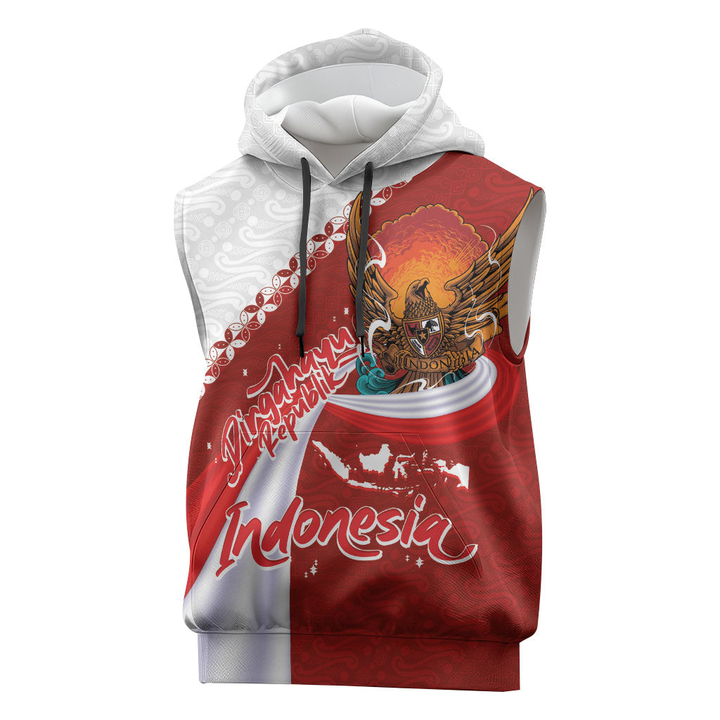 Indonesia Independence Day Sleeveless Hoodie Dirgahayu-Long Live Indonesia
