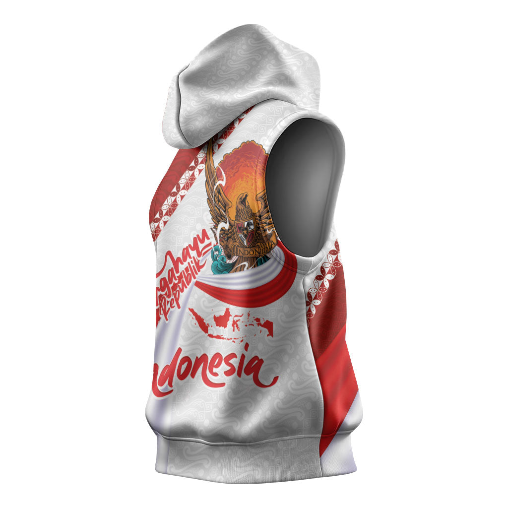 Indonesia Independence Day Sleeveless Hoodie Dirgahayu-Long Live Indonesia