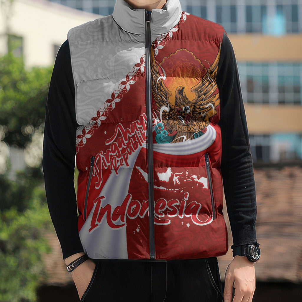 Indonesia Independence Day Sleeveless Puffer Jacket Dirgahayu-Long Live Indonesia
