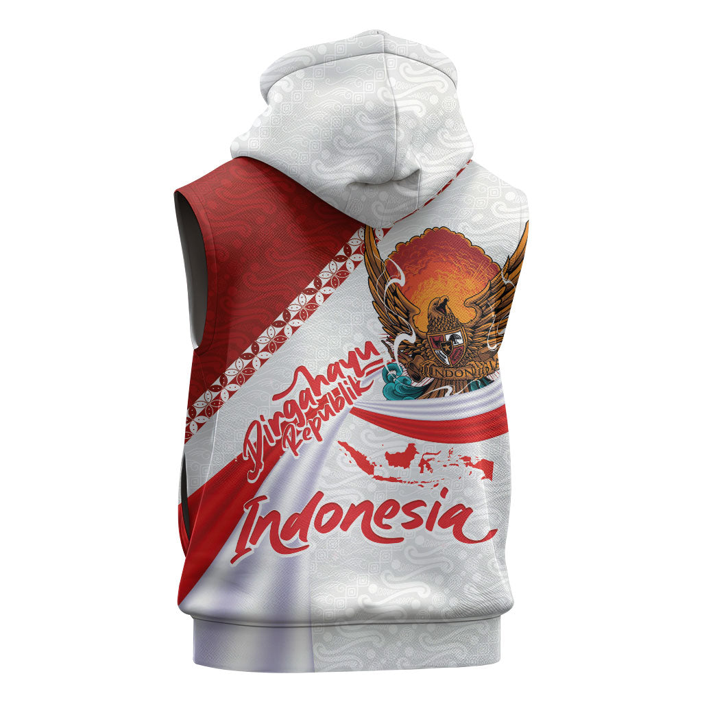Indonesia Independence Day Sleeveless Zip Hoodie Dirgahayu-Long Live Indonesia