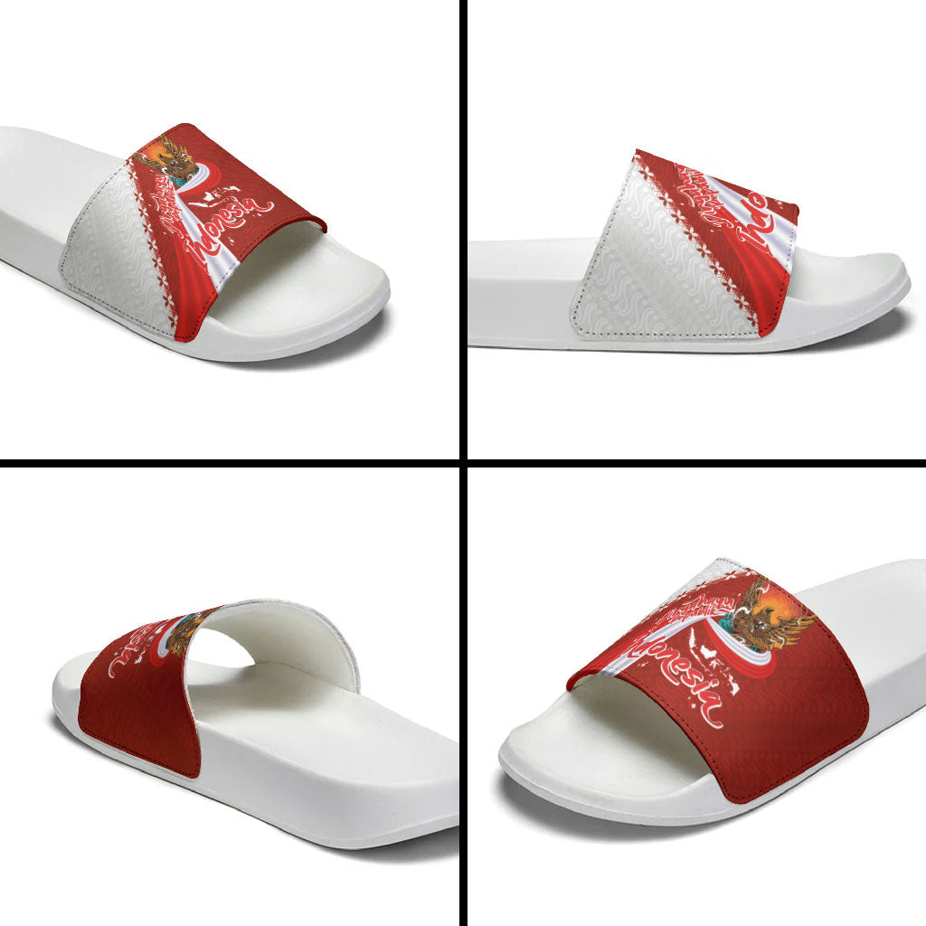 Indonesia Independence Day Slide Sandals Dirgahayu-Long Live Indonesia