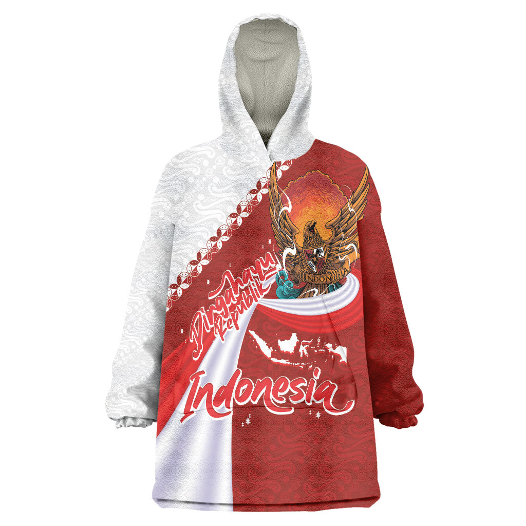 Indonesia Independence Day Wearable Blanket Hoodie Dirgahayu-Long Live Indonesia