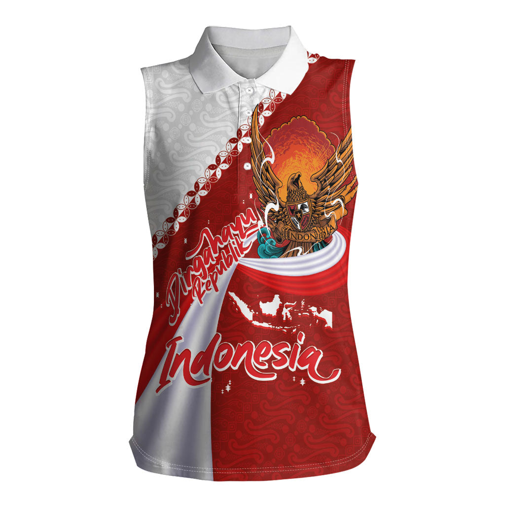 Indonesia Independence Day Women Sleeveless Polo Shirt Dirgahayu-Long Live Indonesia