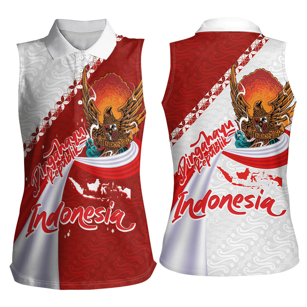 Indonesia Independence Day Women Sleeveless Polo Shirt Dirgahayu-Long Live Indonesia