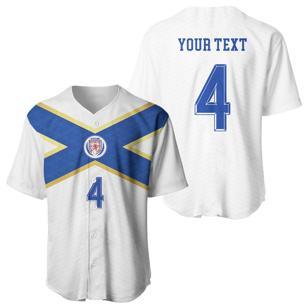 Scotland National Football Custom Baseball Jersey Flag-Inspired White Tartan Version