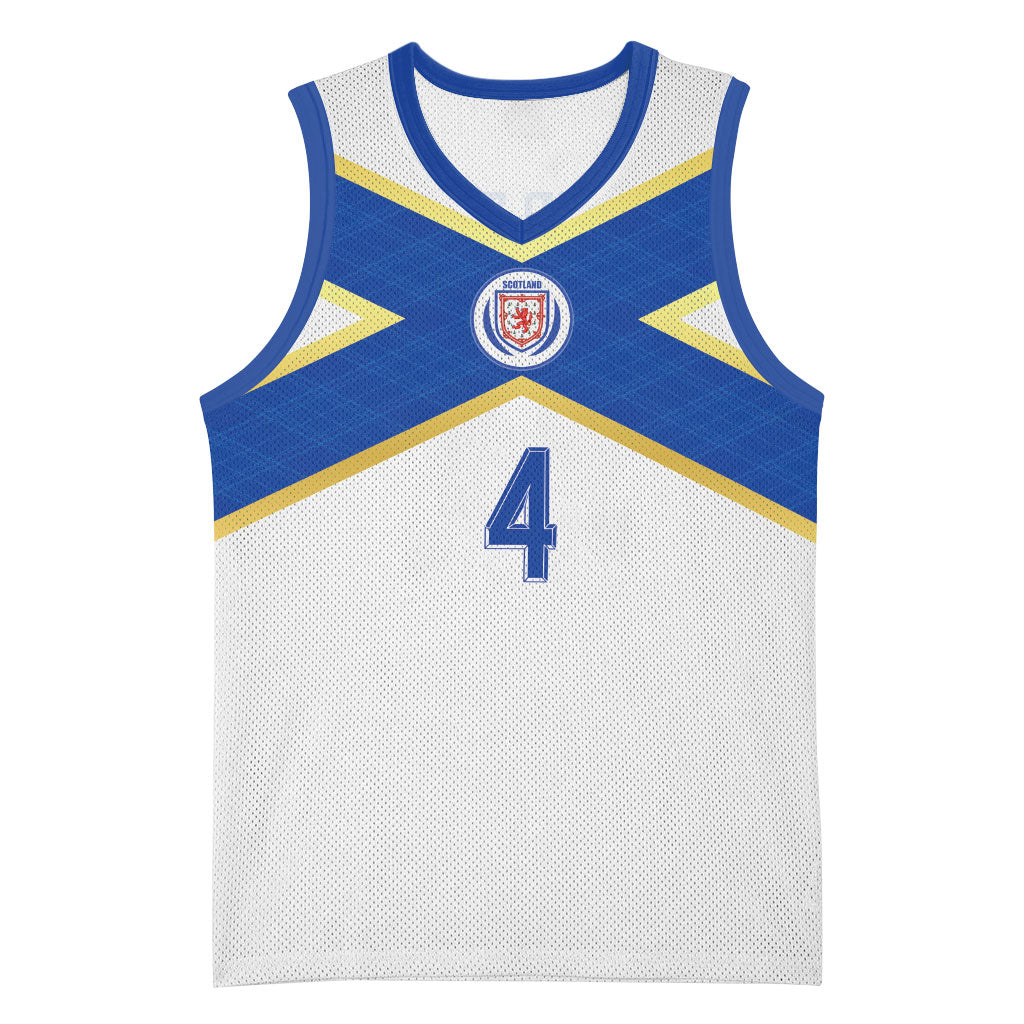 Scotland National Football Custom Basketball Jersey Flag-Inspired White Tartan Version