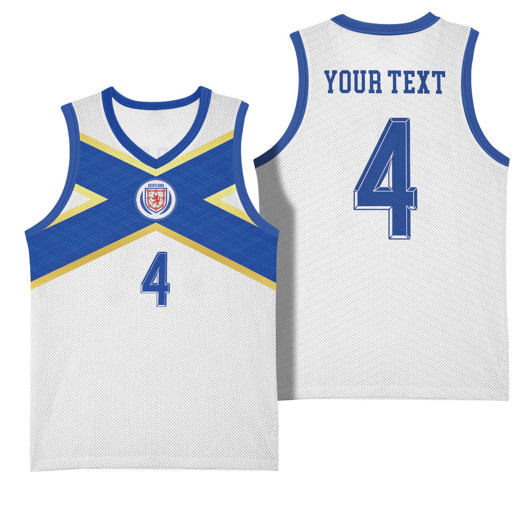 Scotland National Football Custom Basketball Jersey Flag-Inspired White Tartan Version