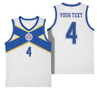 Scotland National Football Custom Basketball Jersey Flag-Inspired White Tartan Version