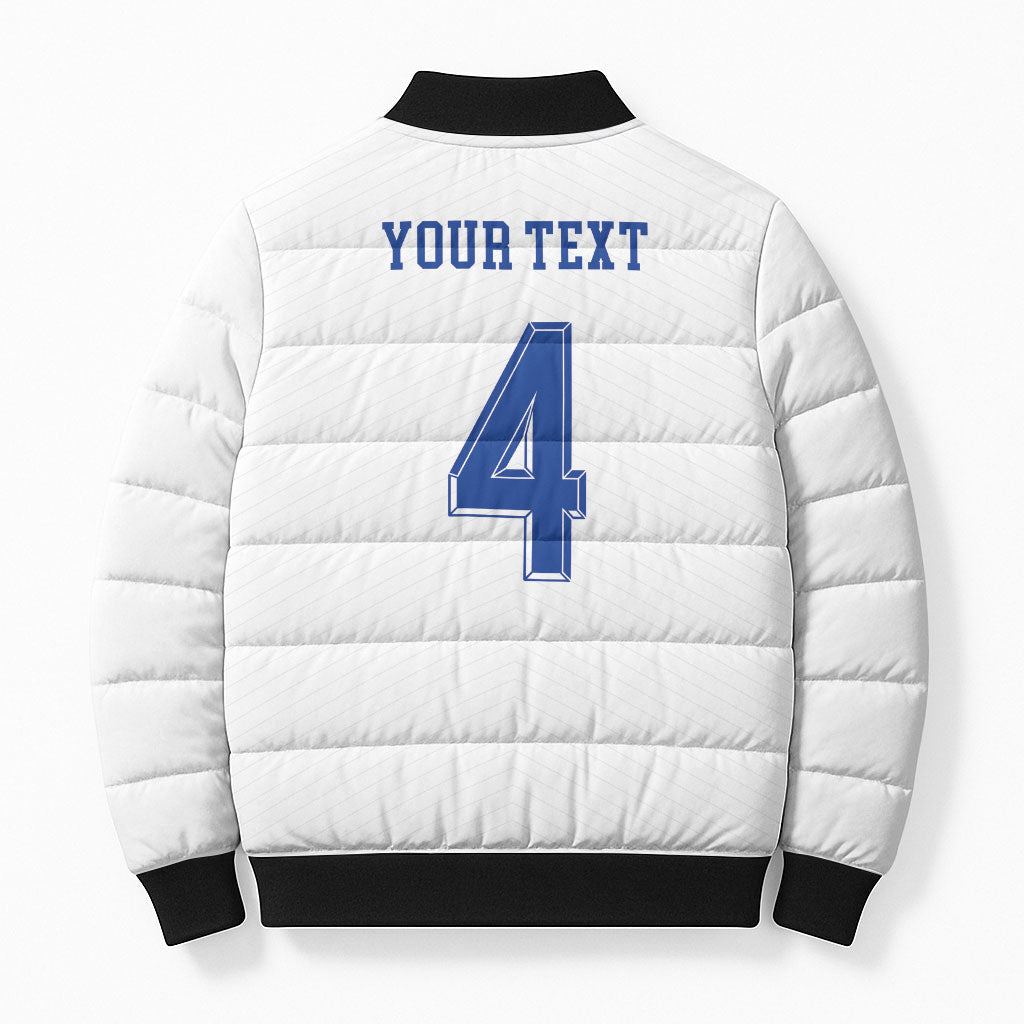 Scotland National Football Custom Bomber Puffer Jacket Flag-Inspired White Tartan Version
