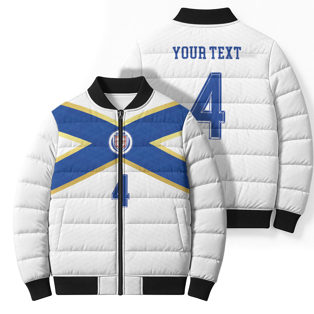Scotland National Football Custom Bomber Puffer Jacket Flag-Inspired White Tartan Version
