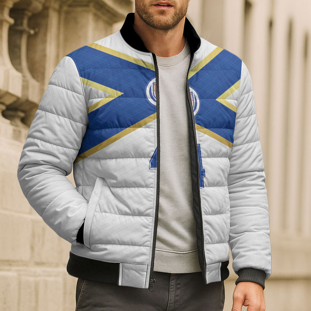 Scotland National Football Custom Bomber Puffer Jacket Flag-Inspired White Tartan Version