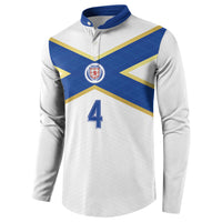 Scotland National Football Custom Button Sweatshirt Flag-Inspired White Tartan Version