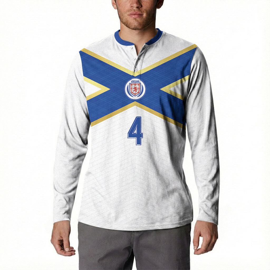 Scotland National Football Custom Button Sweatshirt Flag-Inspired White Tartan Version
