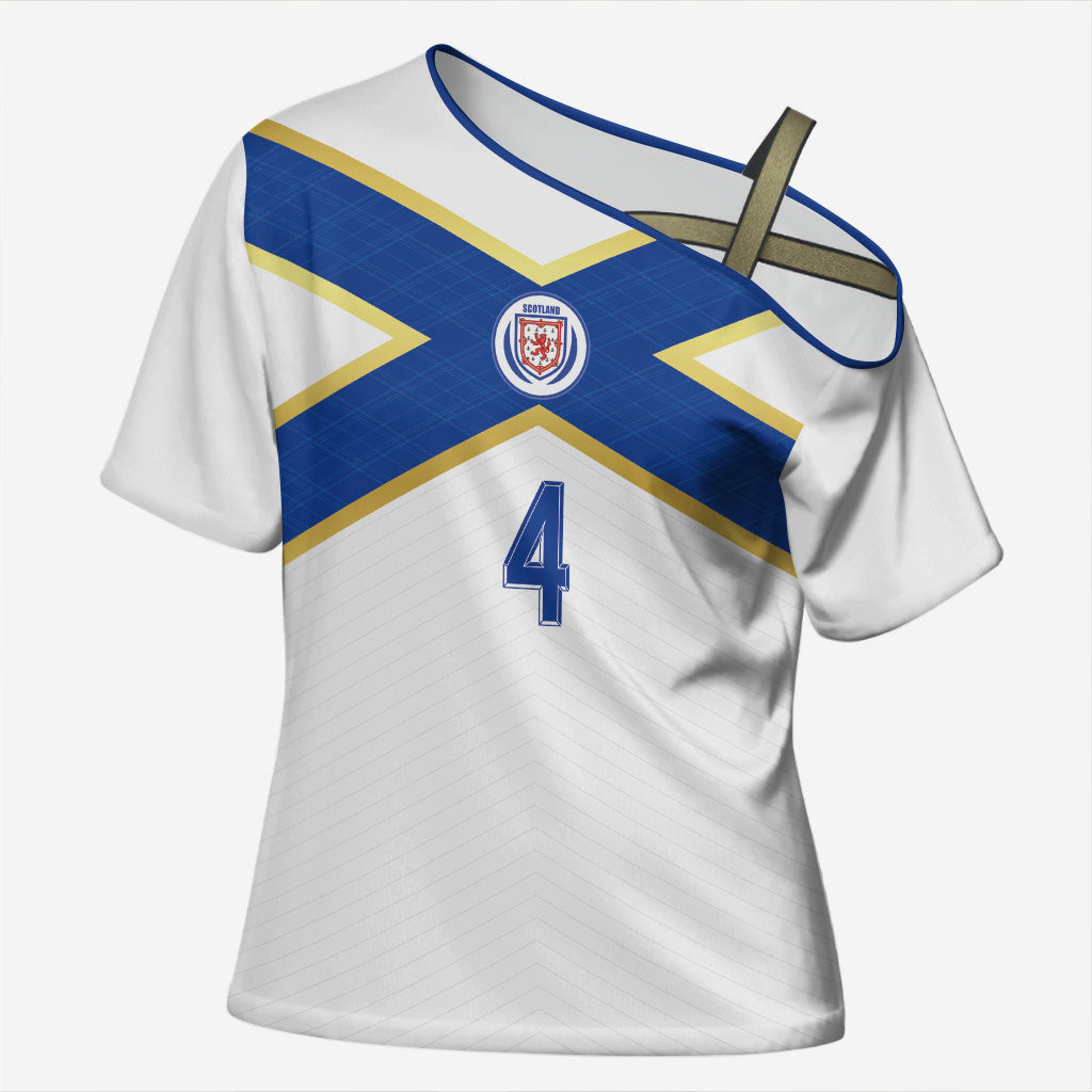 Scotland National Football Custom Cross Shoulder Shirt Flag-Inspired White Tartan Version