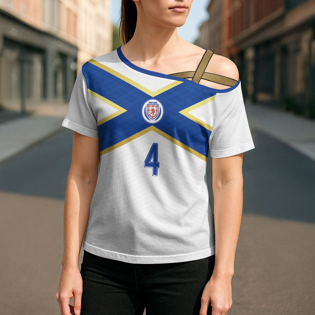 Scotland National Football Custom Cross Shoulder Shirt Flag-Inspired White Tartan Version