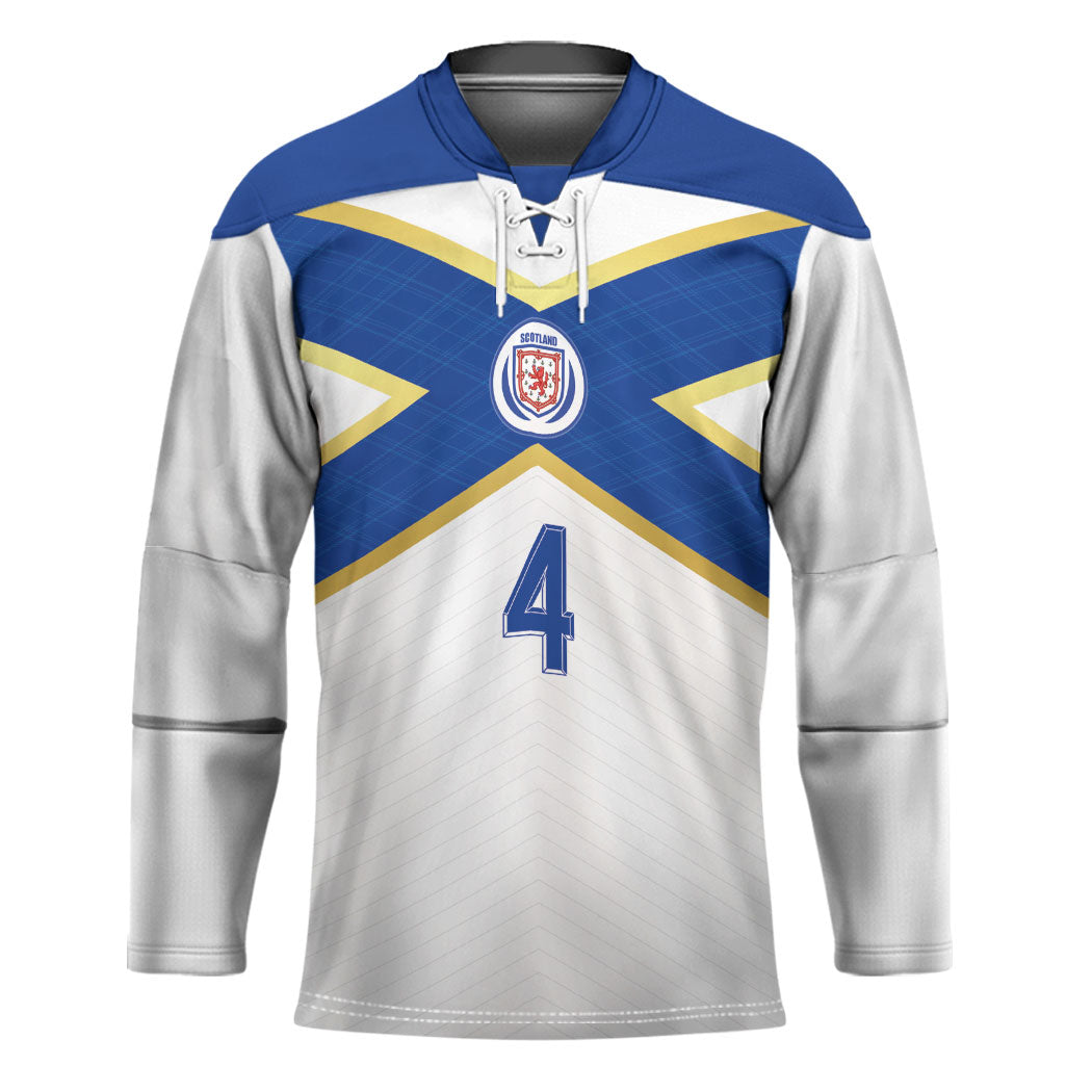 Scotland National Football Custom Hockey Jersey Flag-Inspired White Tartan Version