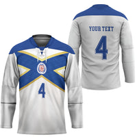 Scotland National Football Custom Hockey Jersey Flag-Inspired White Tartan Version