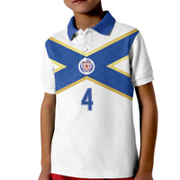 Scotland National Football Custom Kid Polo Shirt Flag-Inspired White Tartan Version