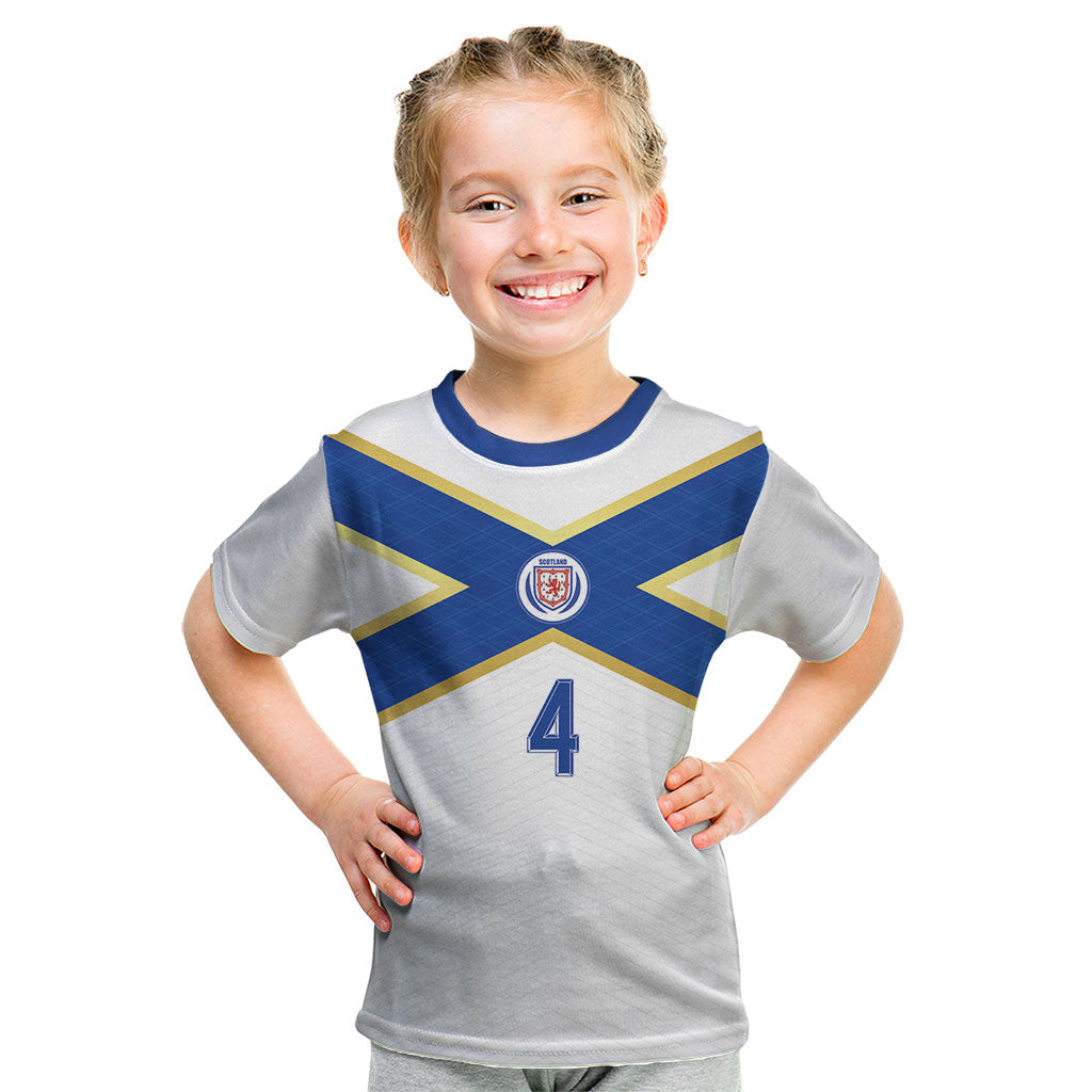Scotland National Football Custom Kid T Shirt Flag-Inspired White Tartan Version