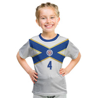 Scotland National Football Custom Kid T Shirt Flag-Inspired White Tartan Version