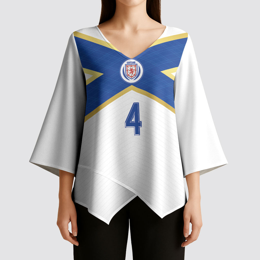 Scotland National Football Custom Kimono Sleeve Blouse Flag-Inspired White Tartan Version