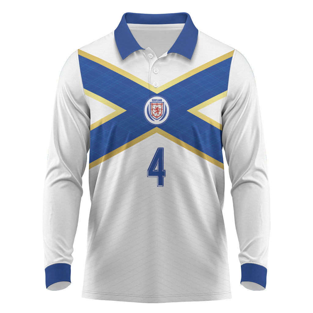 Scotland National Football Custom Long Sleeve Polo Shirt Flag-Inspired White Tartan Version