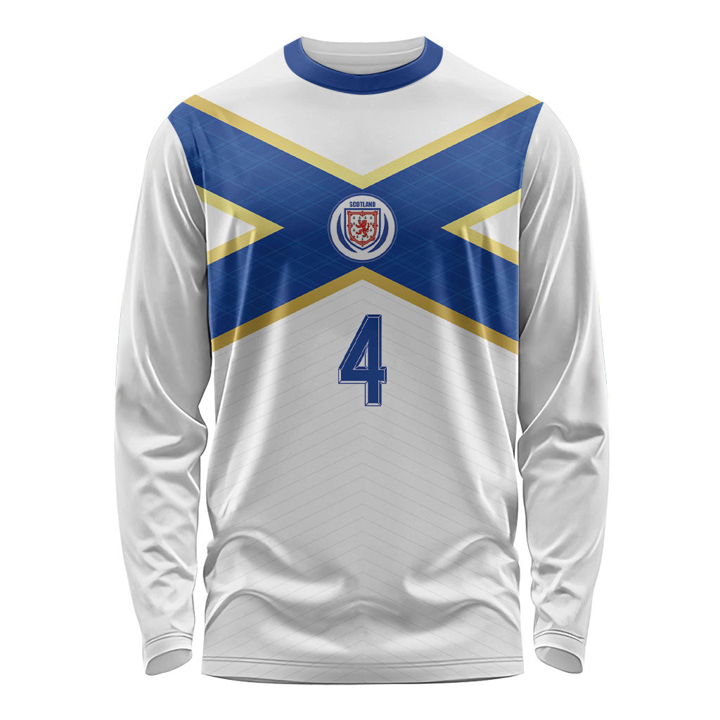 Scotland National Football Custom Long Sleeve Shirt Flag-Inspired White Tartan Version