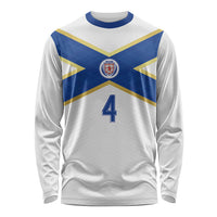 Scotland National Football Custom Long Sleeve Shirt Flag-Inspired White Tartan Version
