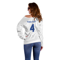 Scotland National Football Custom Off Shoulder Sweater Flag-Inspired White Tartan Version