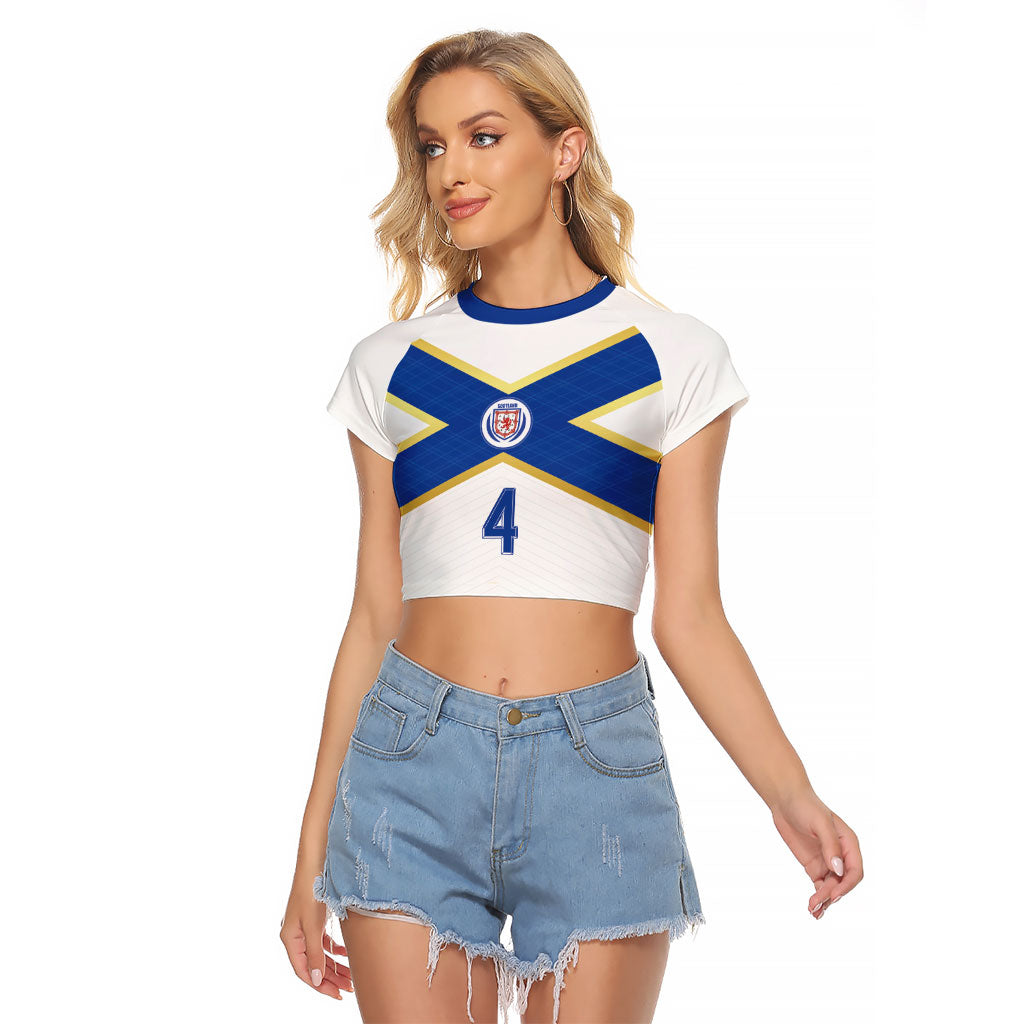 Scotland National Football Custom Raglan Cropped T Shirt Flag-Inspired White Tartan Version