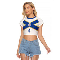 Scotland National Football Custom Raglan Cropped T Shirt Flag-Inspired White Tartan Version