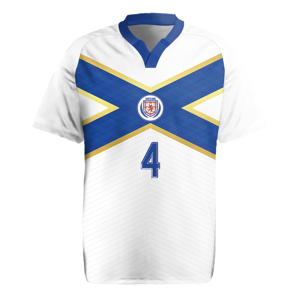 Scotland National Football Custom Rugby Jersey Flag-Inspired White Tartan Version