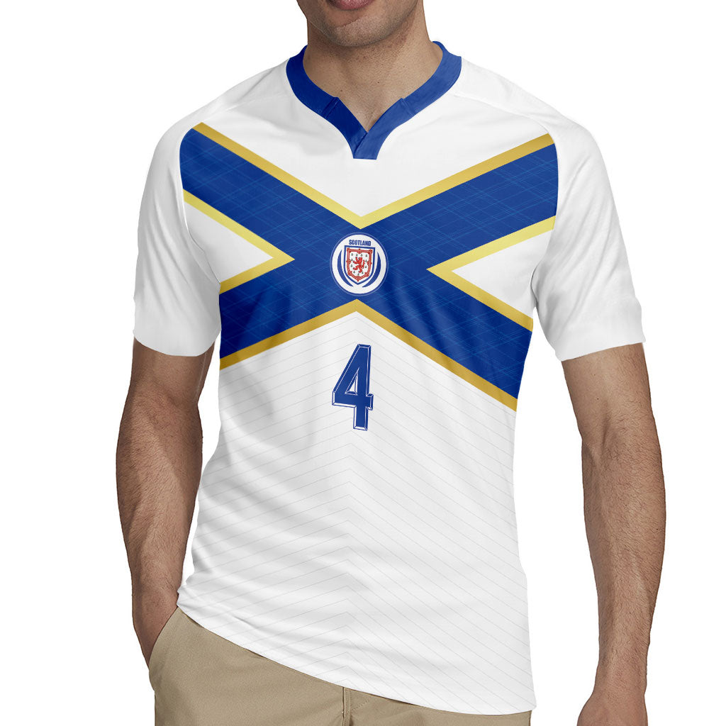 Scotland National Football Custom Rugby Jersey Flag-Inspired White Tartan Version