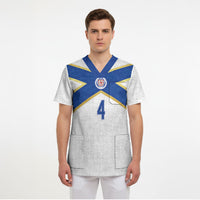 Scotland National Football Custom Scrub Top Flag-Inspired White Tartan Version